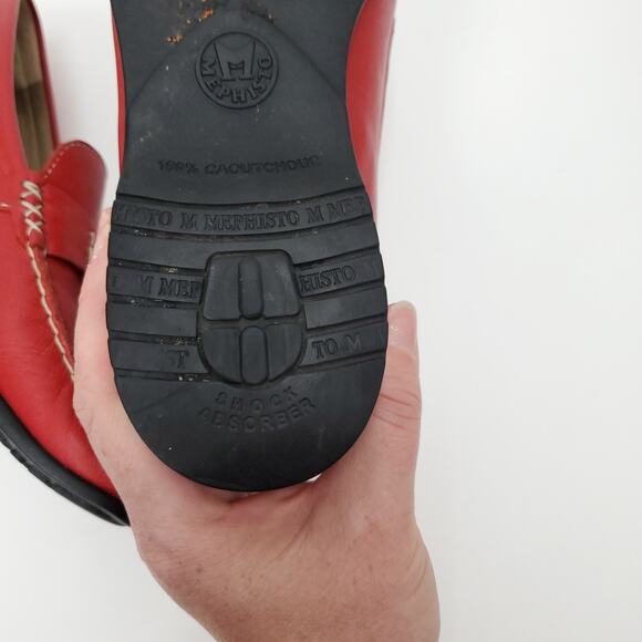 MEPHISTO Leather Idellia Red Comfort Mocassin Loafers Square Toe Shoes - Picture 10 of 12